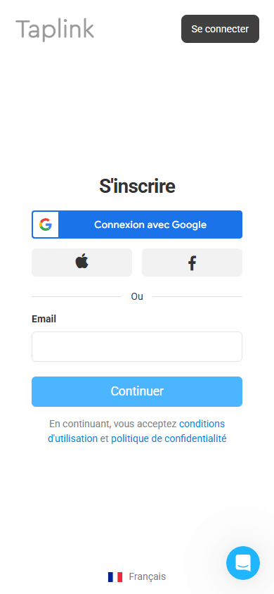 Création d’un compte Linktree