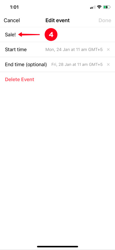 Choosing the name field in the Instagram reminder settings