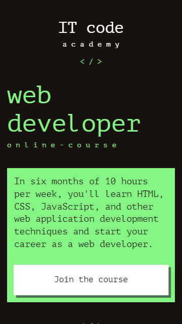 Sito web del web developer creato con un piano gratuito di Taplink