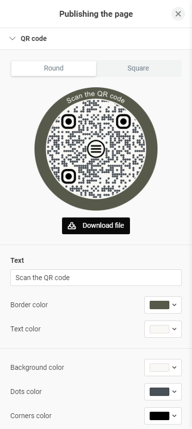 Wedding website QR code made on Taplink