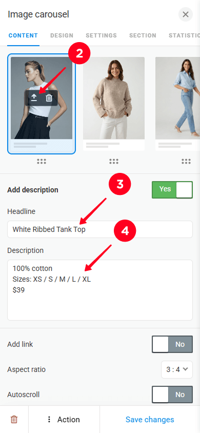 Replacing a product photo and editing its title and description