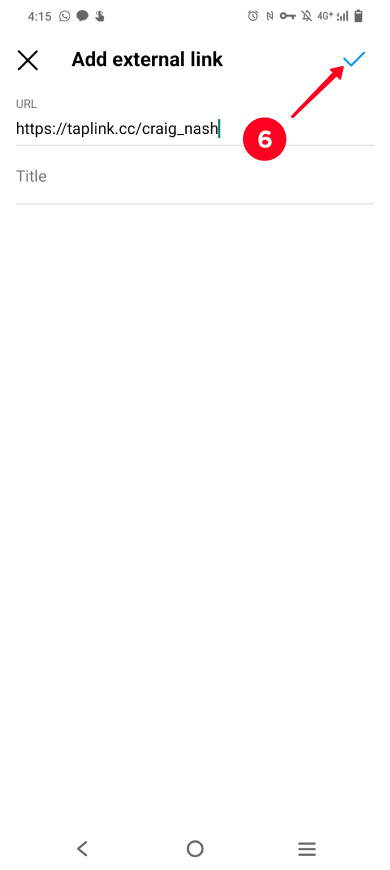 Settings confirmation and exiting the Instagram bio link settings