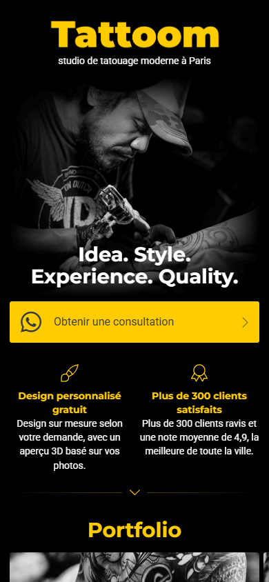 Modèle professionnel pour un studio de tatouage