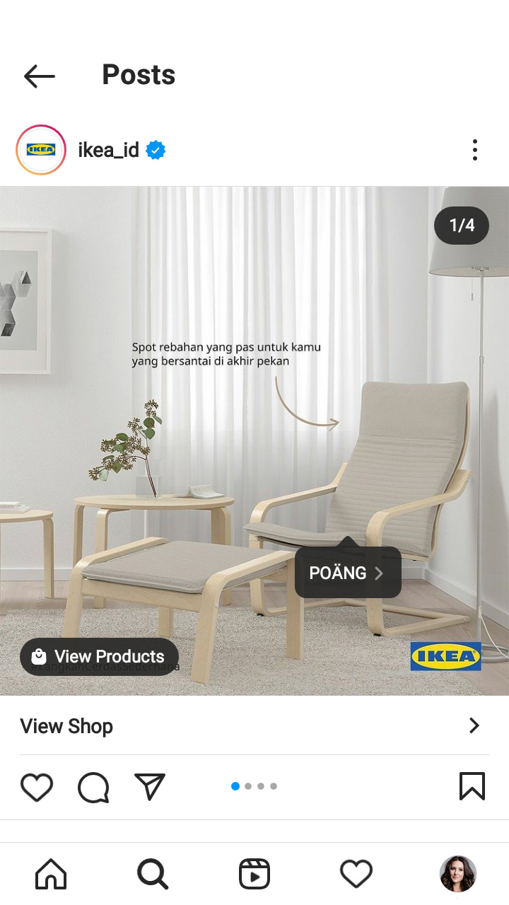 Post su Instagram con link per lo shopping