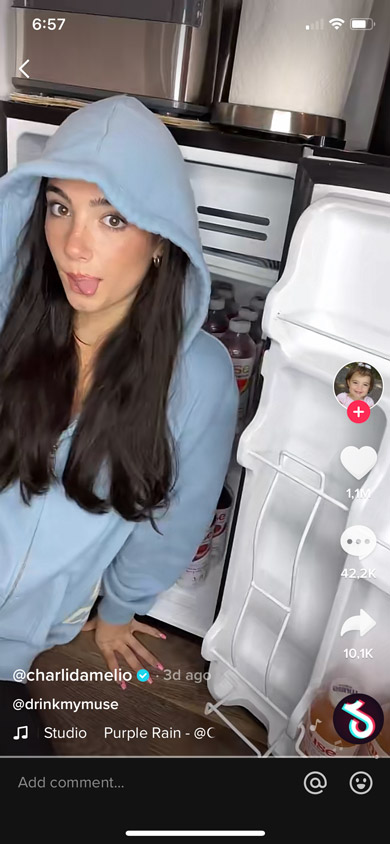 TikTok clip posted by a verified influencer in the app