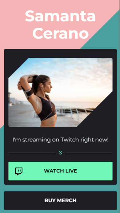 Taplink page made for inviting TikTok audience to the Twitch live streams