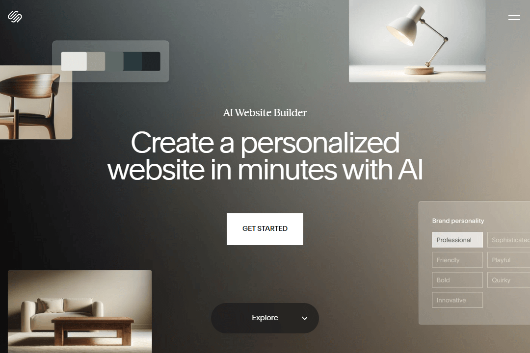 The main page of the Squarespace AI-powered website builder