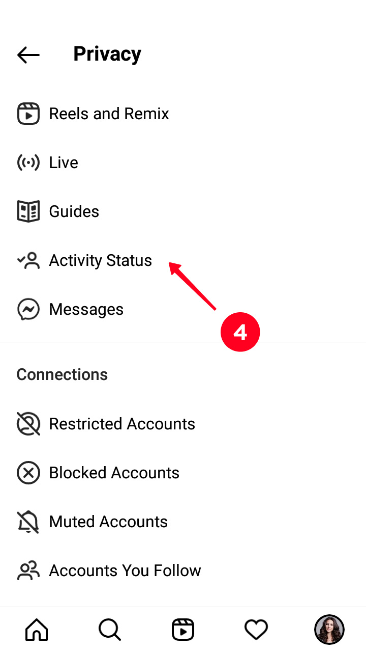 Choosing Activity Status in the Instagram Privacy settings