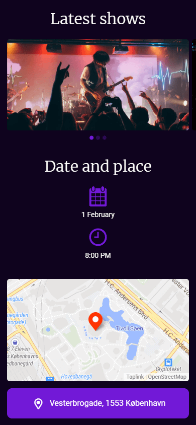 A music band’s website built with Taplink as an alternative to Linkfire