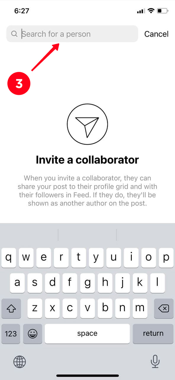 Tapping the search bar in the Instagram app