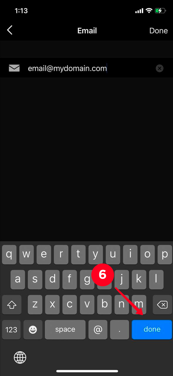 Tapping Done on the iPhone keyboard