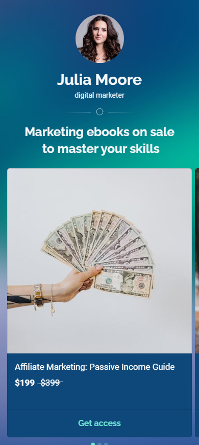 Taplink page for selling digital products