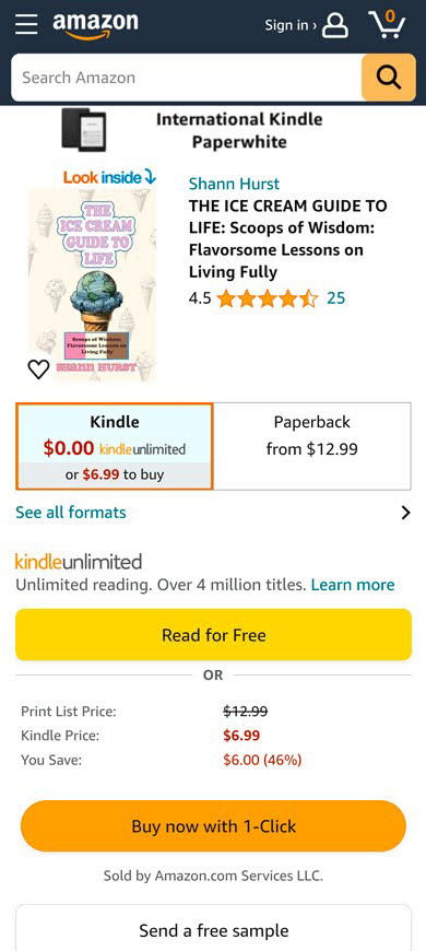 Halaman di platform penerbitan mandiri Amazon Kindle tempat eBook dijual