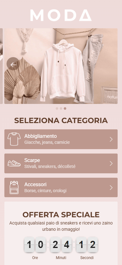 Template professionale per un negozio di abbigliamento