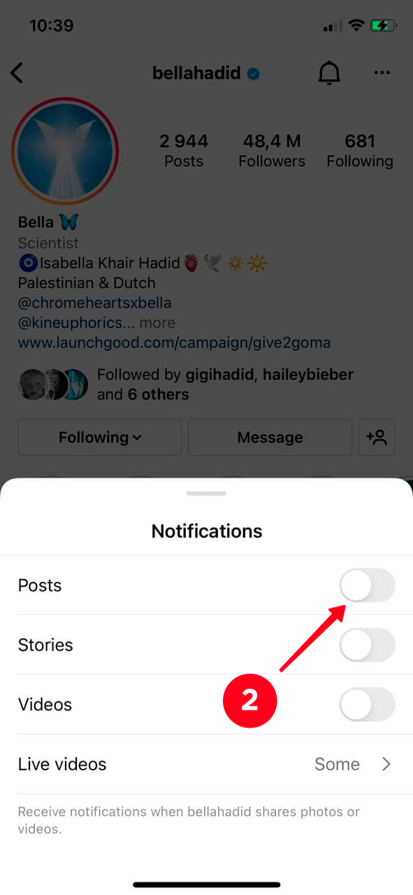 Activating the Postnotification feature in the Instagram app