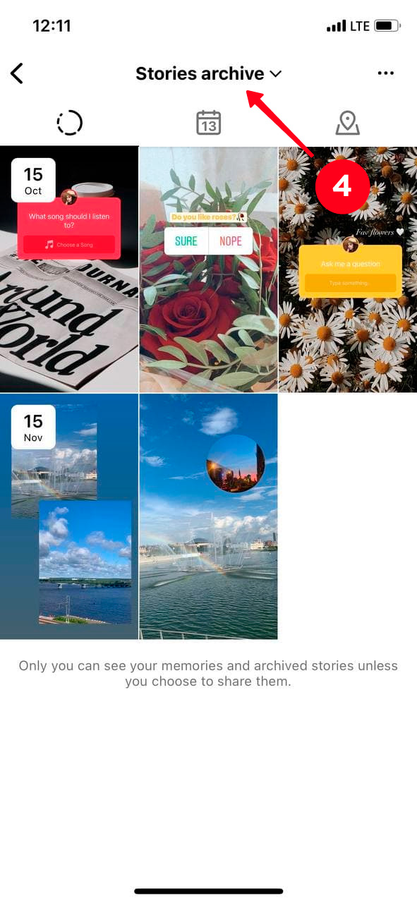 Tapping the downward arrow icon in the top part of the screen