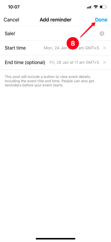 Saving Instagram post reminder settings