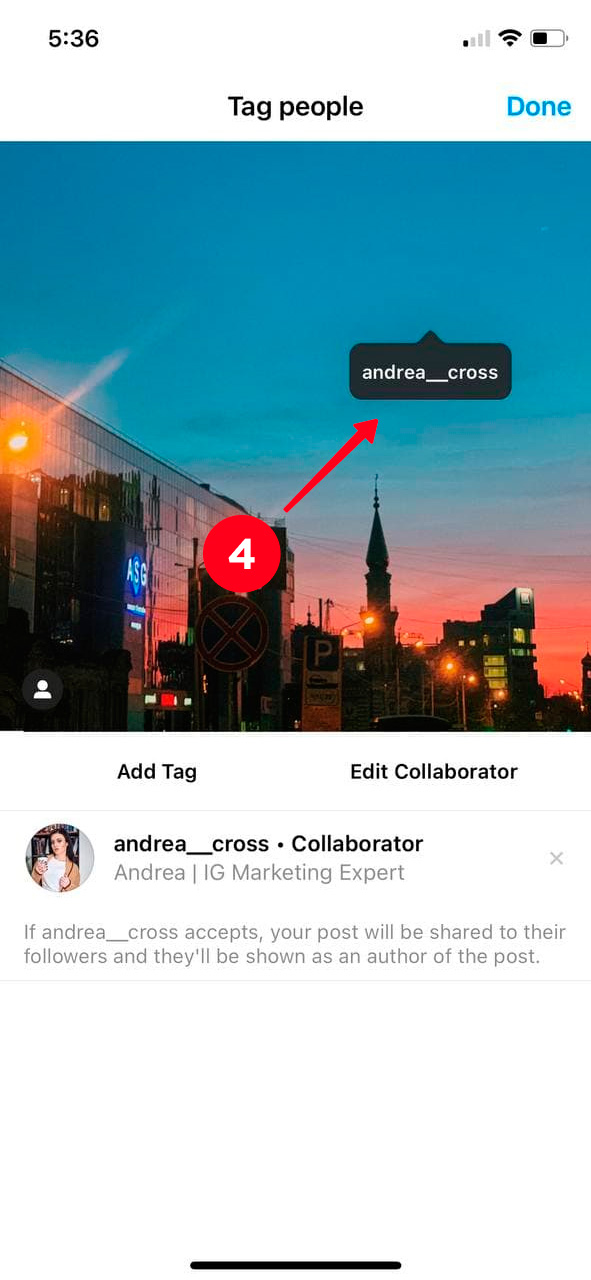 Moving a user’s tag on an Instagram photo when posting