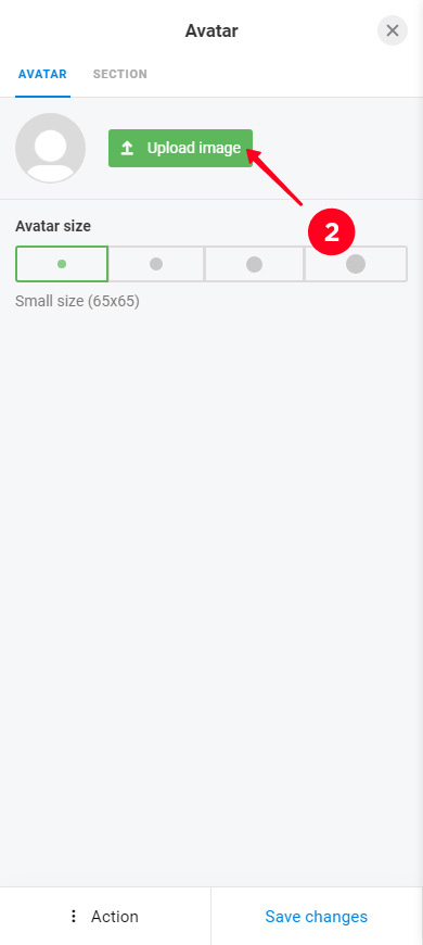 Tapping the Upload image button in the profile photo settings