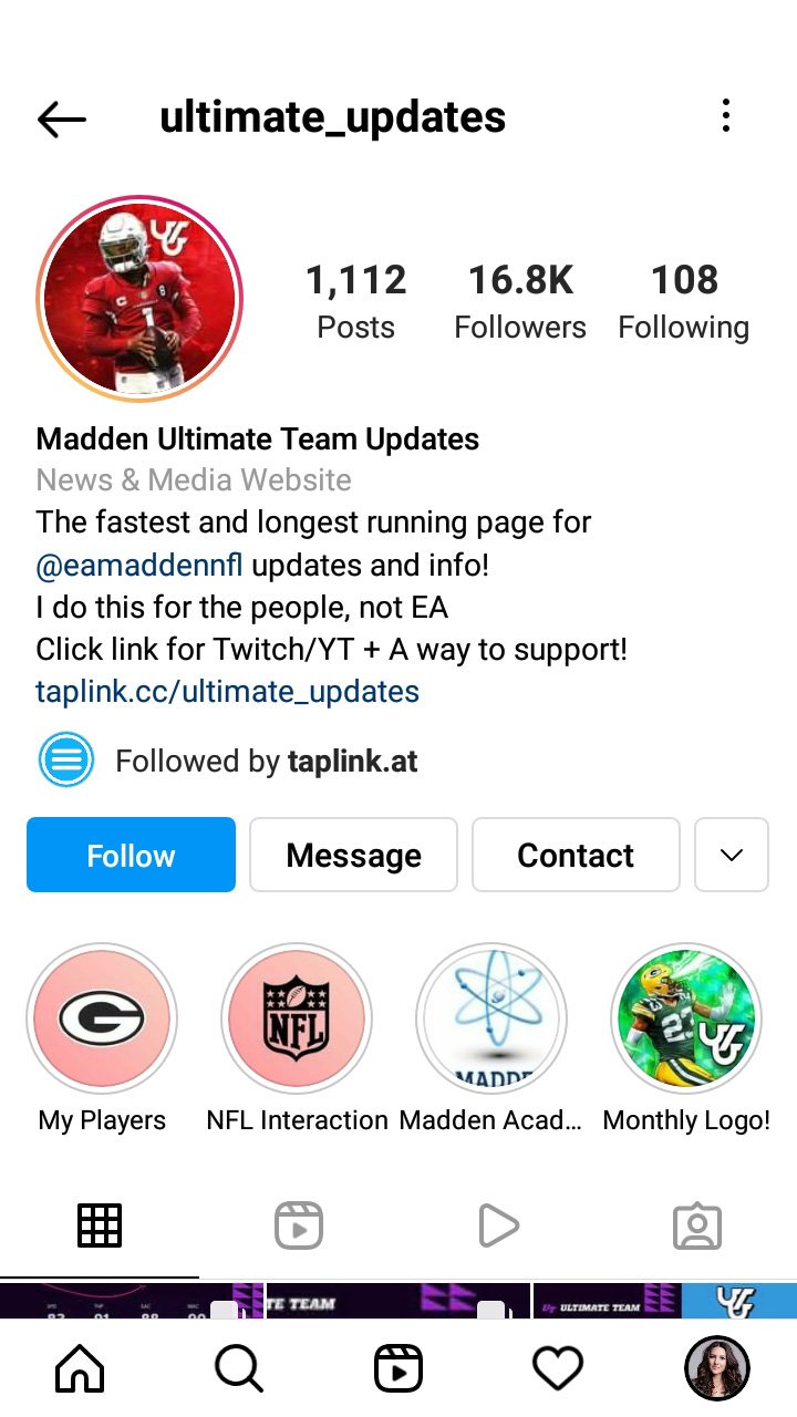 Sportsman’s page with him in a helmet and sports outfit in the Instagram profile photo