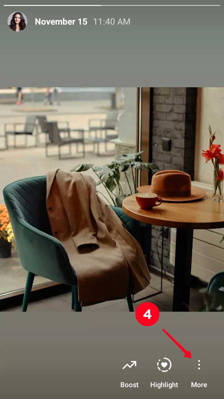 Tapping More in the Stories in the Instagram app