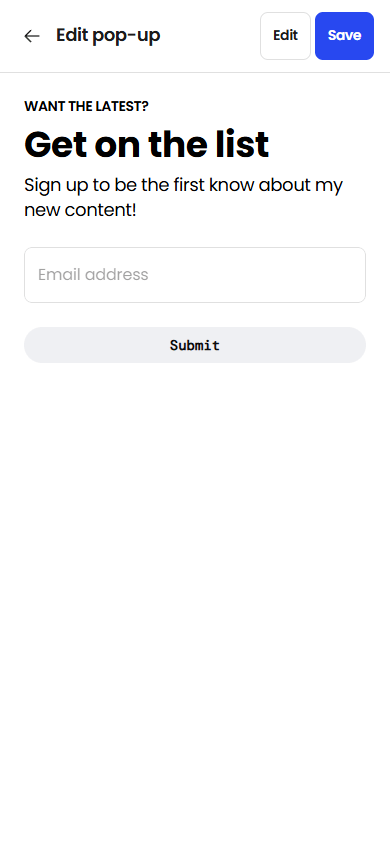 Pop-up settings available in Beacons.ai