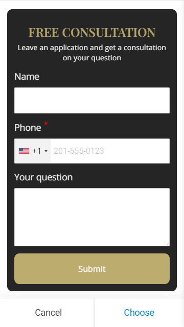 Un modulo di opt-in per prenotare una consulenza su un sito web aziendale