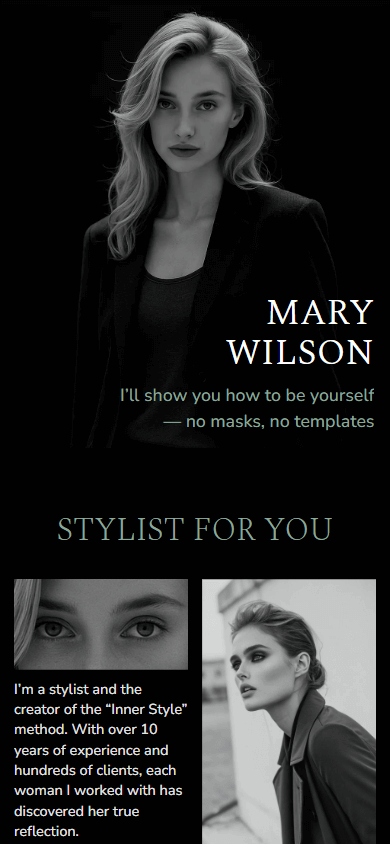 A service business link tree template for the personal stylist