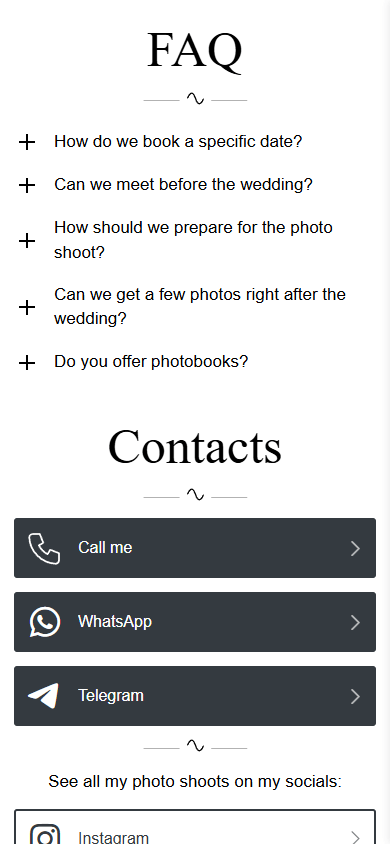 The bottom of the link tree of the photographer