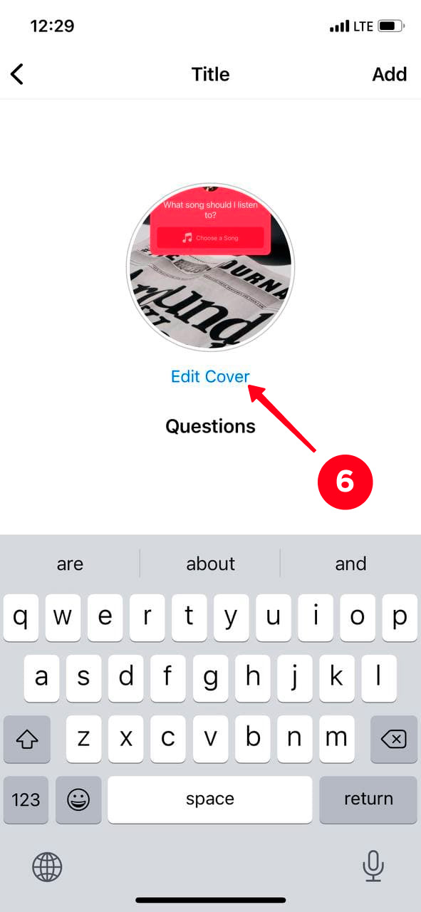 Tapping Edit Cover when creating an Instagram highlight
