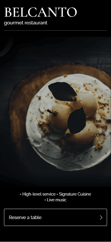 A restaurant landing page created with Taplink as an alternative to Milkshake