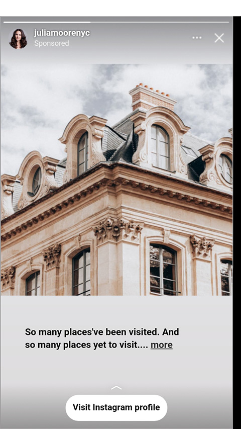 Boosted Instagram post in the Instagram Stories