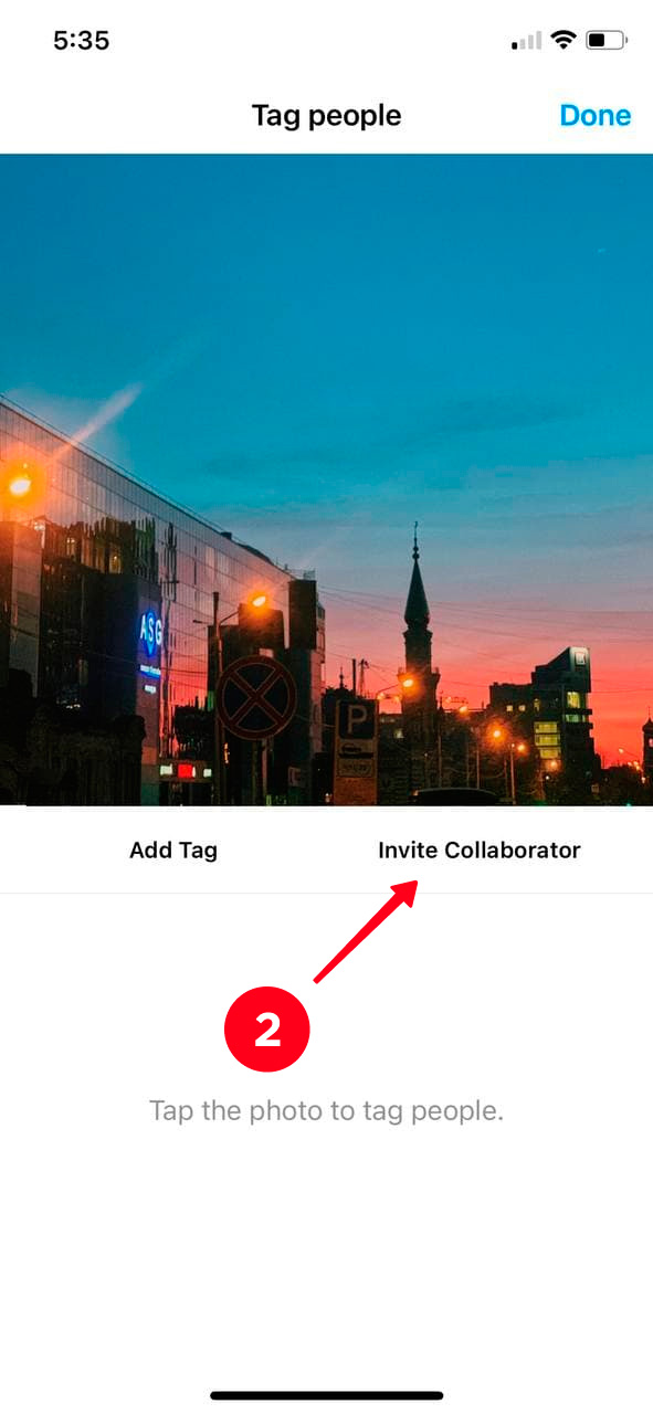 Tapping Invite Collaborator in the Instagram post settings