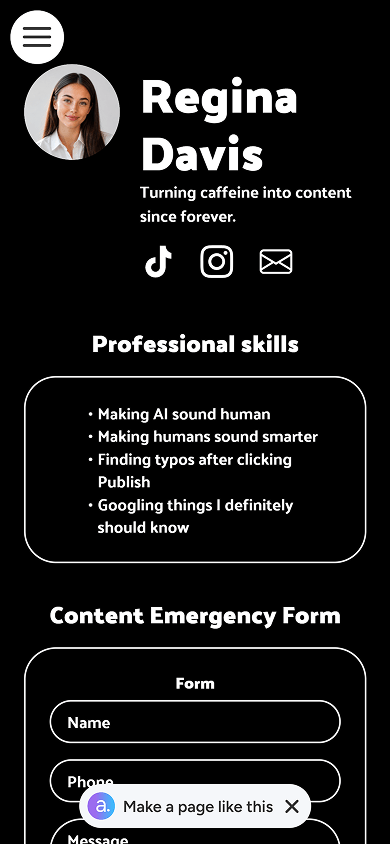 Landing page built with atom.bio
