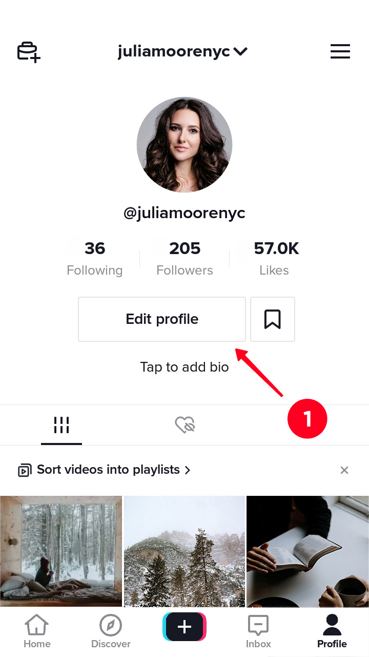 Apertura delle impostazioni del profilo dalla pagina di un utente TikTok nell'app