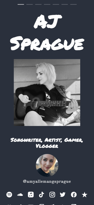 AJ Spragues Link-in-Bio-Seite