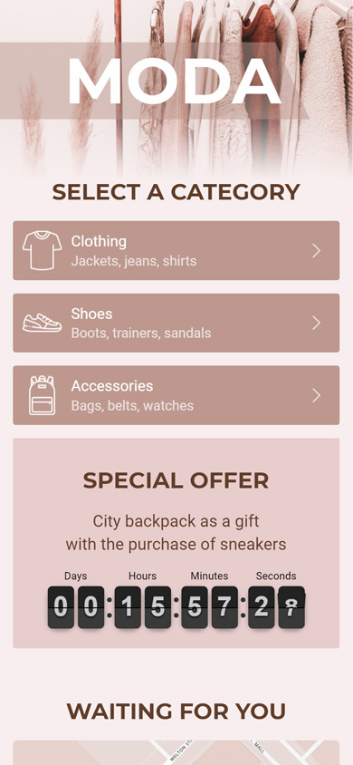 Instagram link in bio page with clothing catalog links created on Taplink
