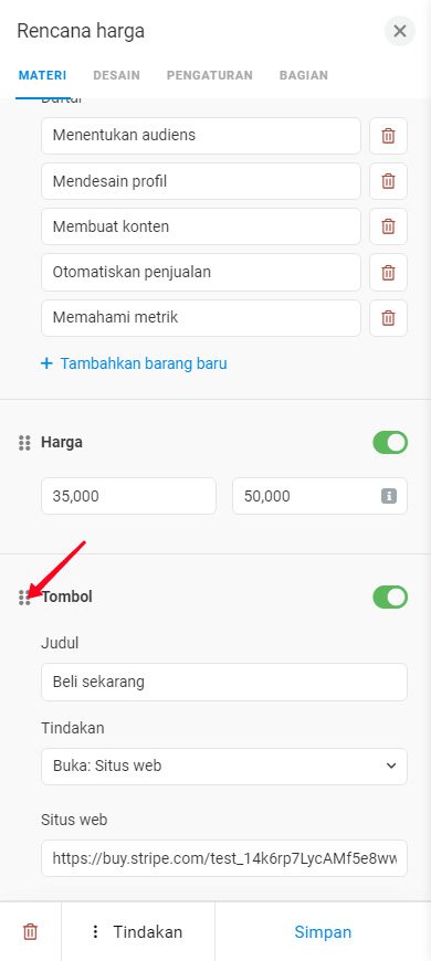 Mengetuk 6 titik di dekat bagian tombol