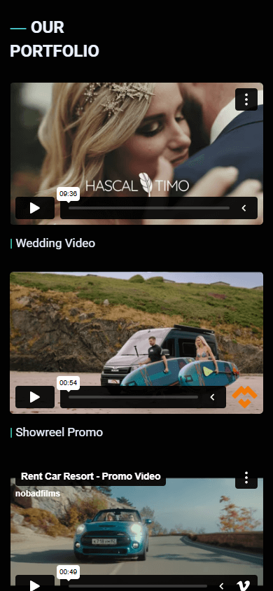 Bagian tengah halaman pembuat video yang dibuat dengan Taplink yang menampilkan judul dan video