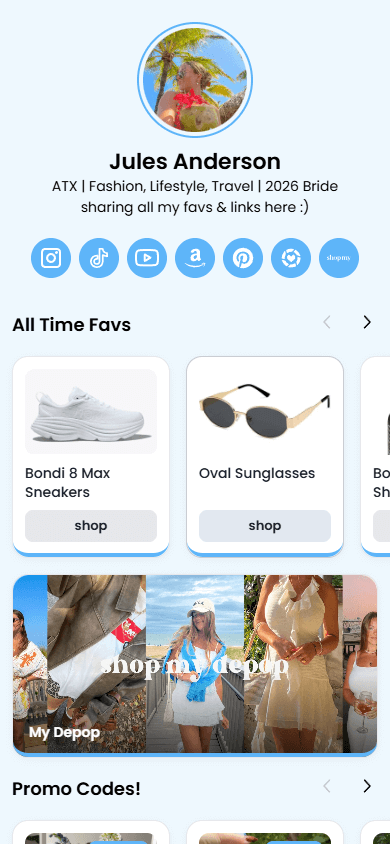Hoo.be page of a fashion influencer and seller