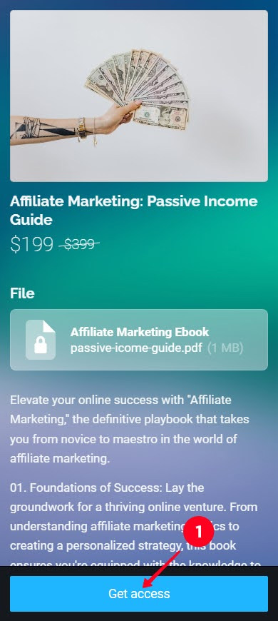Tapping Get access on a digital product's page