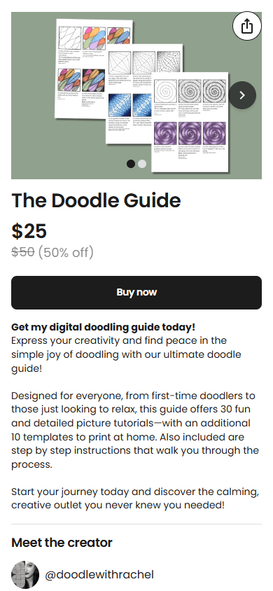 A Beacons store selling the doodle guide