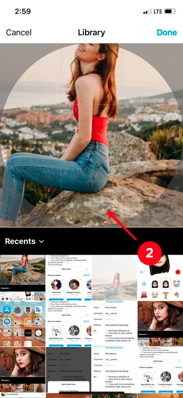 Zoomed-in photo uploaded as the profile picture in the Instagram settings