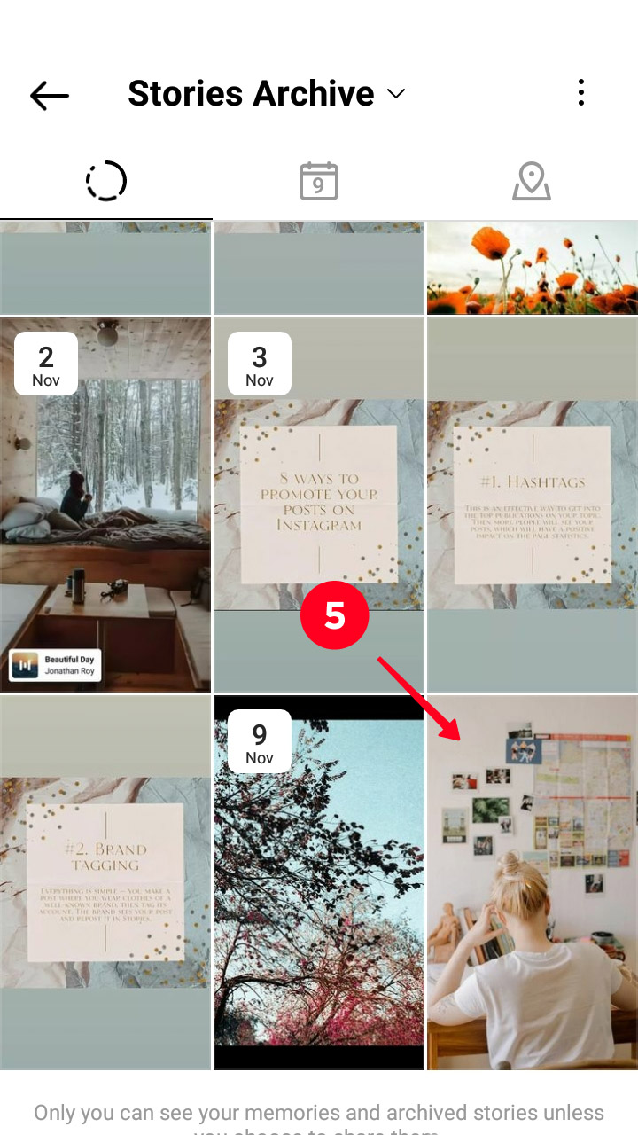 Tapping a story in the Instagram Archive