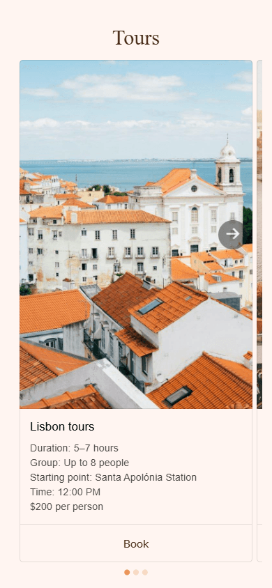 Middle of the travel blogger’s electronic business card built with Taplink