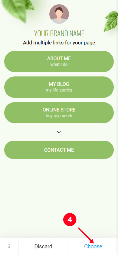 Tapping Choose in the template preview window