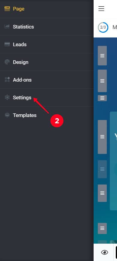 Choosing the Setting tab on the list