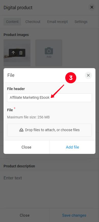 Writing a header for the uploading digital product file