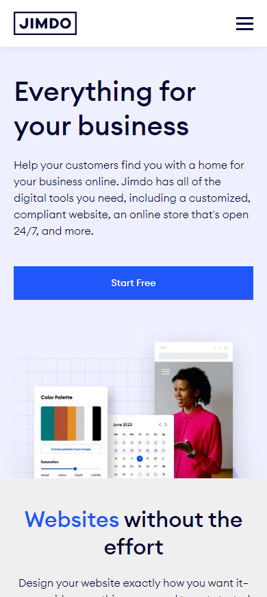 Home page on the Jimdo builder website