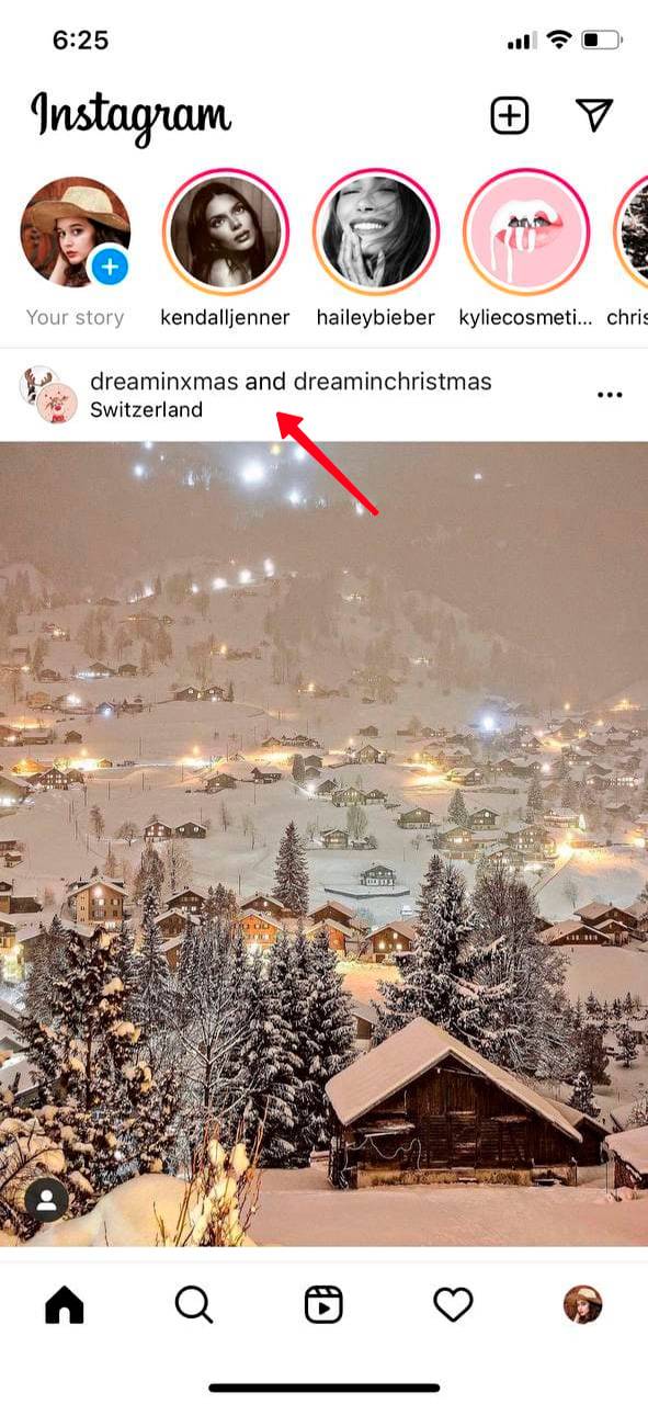 Highlighted usernames of the Instagram post authors